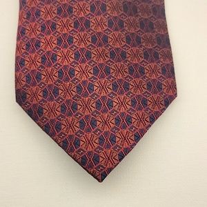 Daniel De Fasson Studio Men's Silk Tie Maroon Geometric Pattern